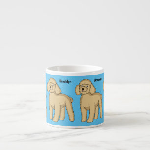 Happy brown poodle cartoon illustration espresso cup