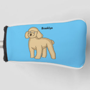 Happy brown poodle cartoon illustration golf head cover