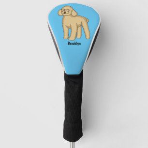 Happy brown poodle cartoon illustration golf head cover