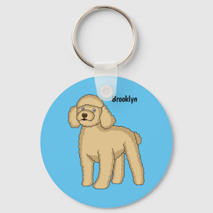 Happy brown poodle cartoon illustration key ring