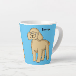 Happy brown poodle cartoon illustration latte mug