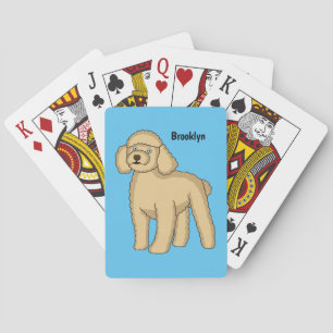 Happy brown poodle cartoon illustration  playing cards