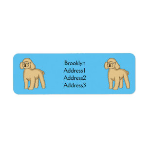 Happy brown poodle cartoon illustration return address label