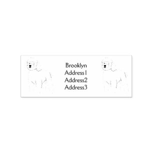 Happy brown poodle cartoon illustration rubber stamp