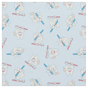 Happy Brushing Teeth Pattern Fabric
