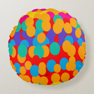 HAPPY BUBBLE PATTERNS MIXED COLORS ROUND CUSHION