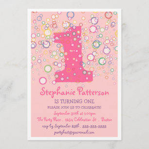 Happy Bubbles! Colourful Number Birthday Party Invitation