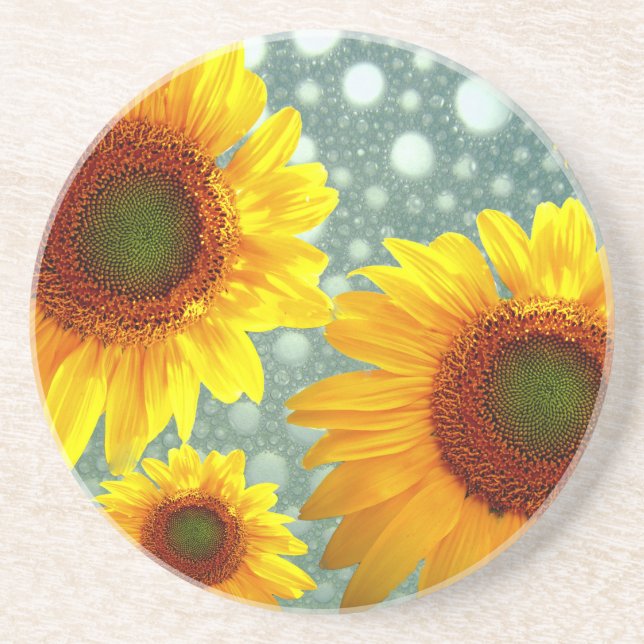 Happy Bubbly Sunflowers Coaster (Front)