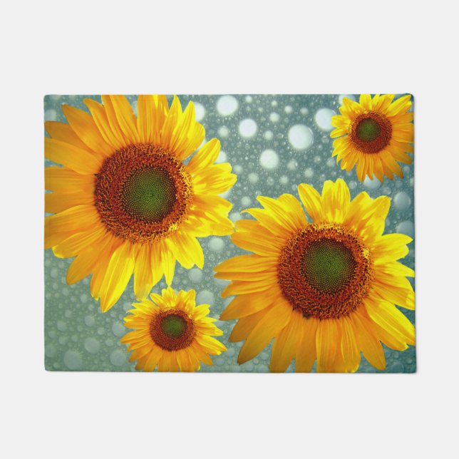 Happy Bubbly Sunflowers Doormat (Front)