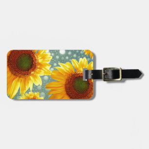Happy Bubbly Sunflowers Luggage Tag