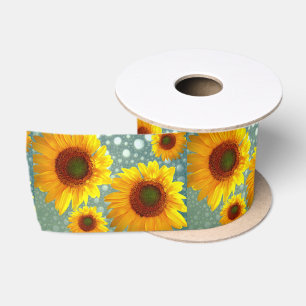 Happy Bubbly Sunflowers Satin Ribbon