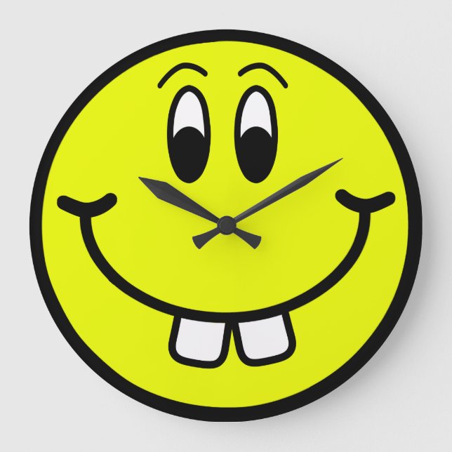 Happy Buck Tooth Smiling Face Wall Clock (Front)