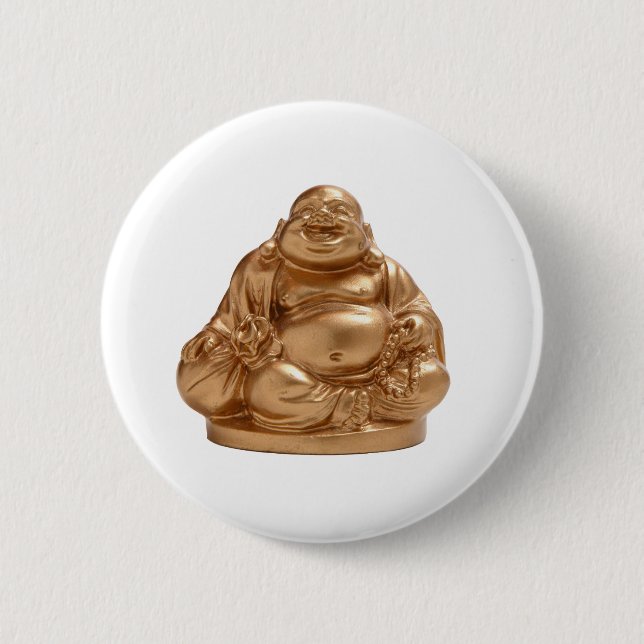Happy Buddha 6 Cm Round Badge (Front)