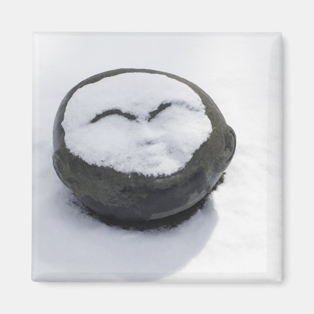 Happy Buddha With Snow Facial Magnet (Front)