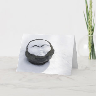Happy Buddha With Snow Facial New Year's Card