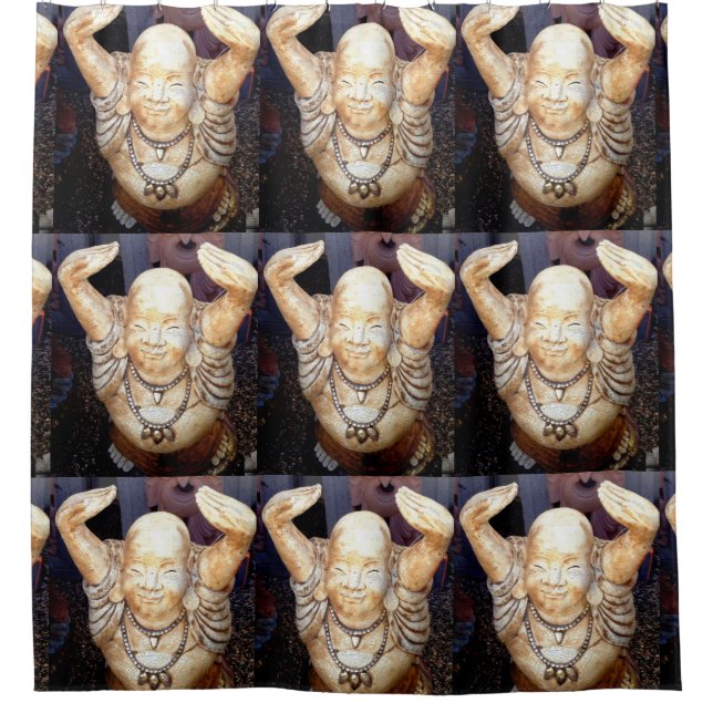 happy buddhas shower curtain (Front)