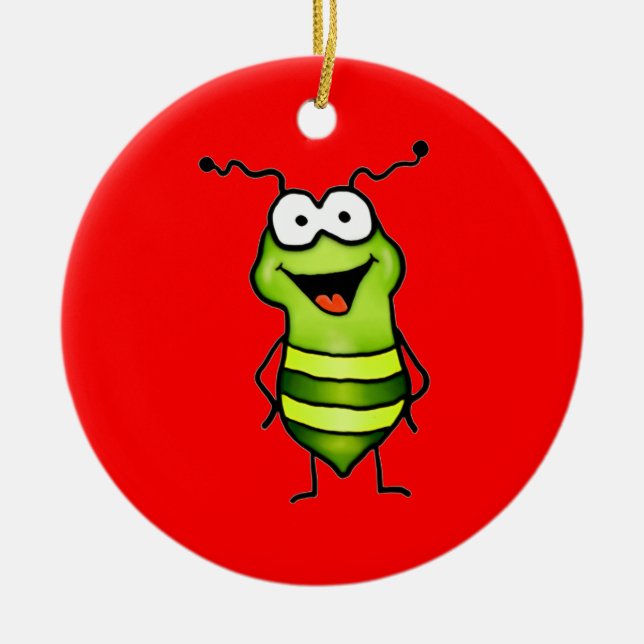 Happy Bug Ceramic Tree Decoration (Front)