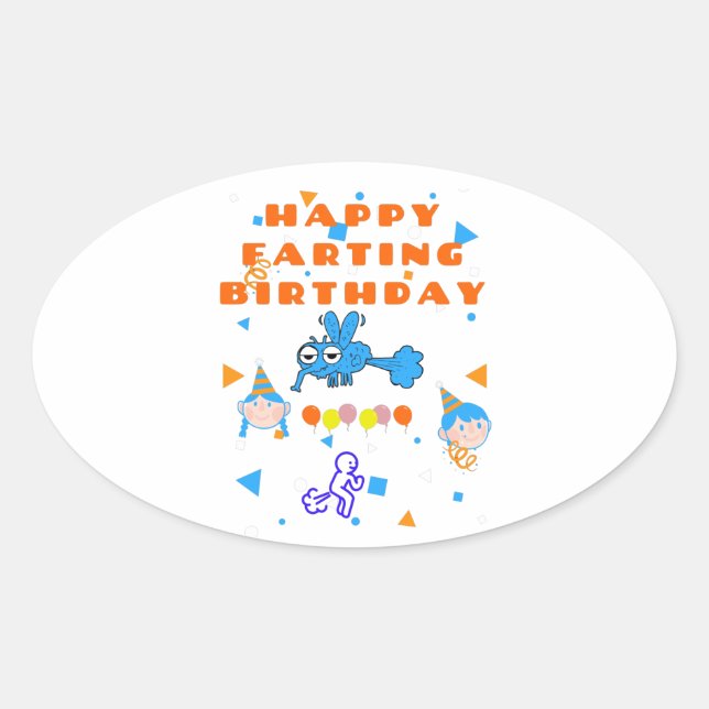 Happy Bug Farting Birthday Oval Sticker (Front)