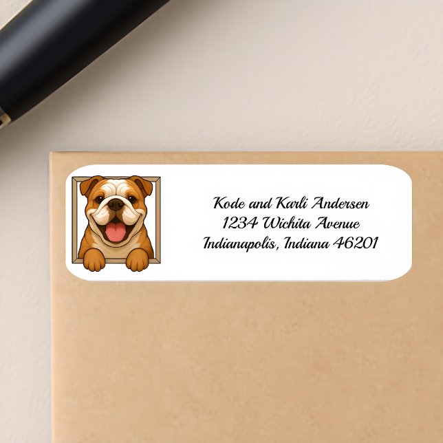 Happy Bulldog Return Address Return Address Label (Creator Uploaded)