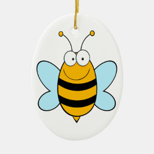 happy bumble bee goofy cartoon ceramic tree decoration