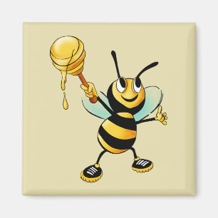 Happy Bumble Bee with a Scoop of Honey Magnet