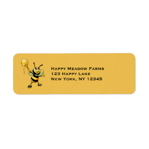 Happy Bumble Bee with a Scoop of Honey Return Address Label