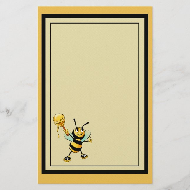 Happy Bumble Bee with a Scoop of Honey Stationery (Front)