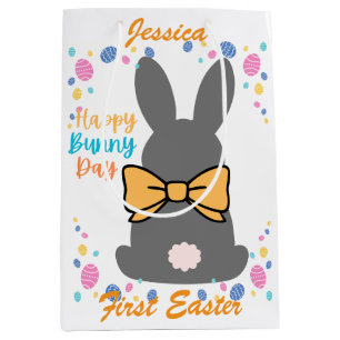Happy bunny day personalized first easter medium gift bag