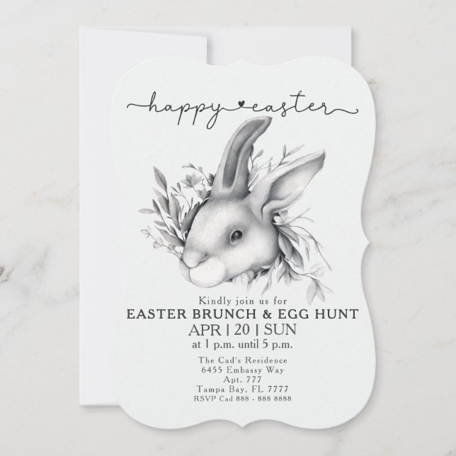 Happy Bunny Easter Brunch & Egg Hunt Invitation (Front)