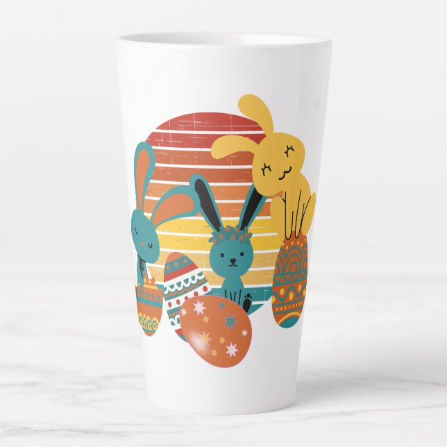 Happy Bunny, Easter Egg, Cute Latte Mug (Front)