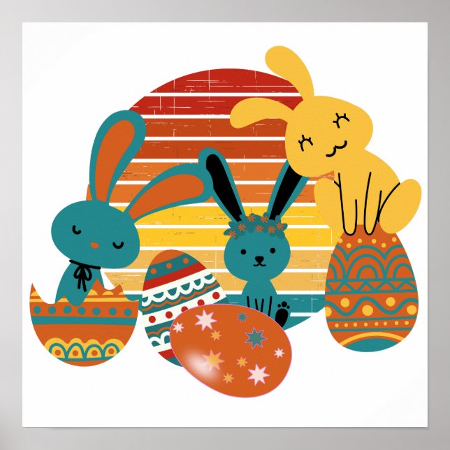 Happy Bunny, Easter Egg, Cute Poster (Front)