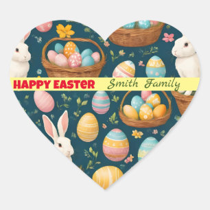 Happy Bunny Easter Modern Collection Heart Sticker