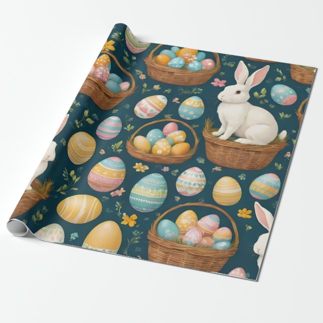 Happy Bunny Easter Modern Collection Wrapping Paper (Unrolled)