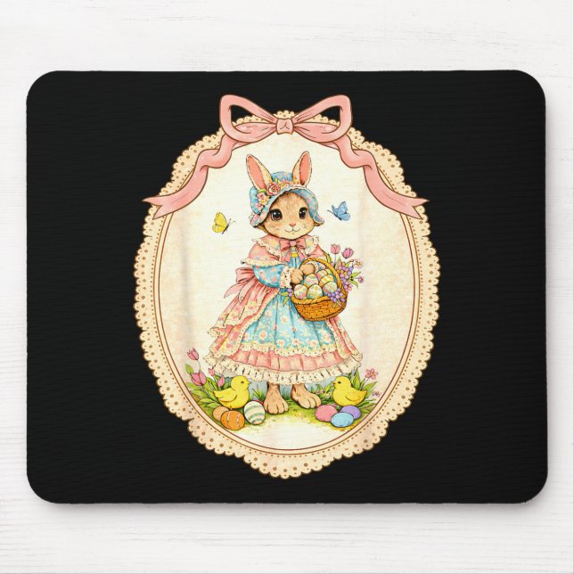 Happy Bunny Funny Rabbit For Graphic Art Mouse Pad (Front)