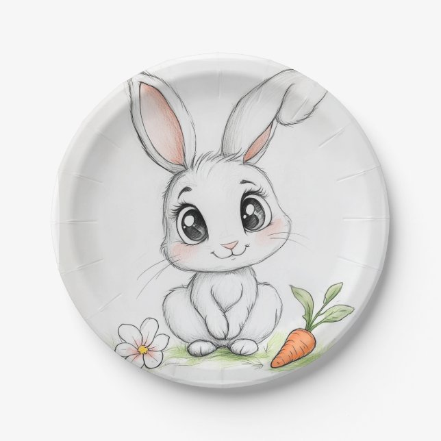 Happy Bunny Smiles Paper Plate (Front)