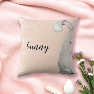 Happy Bunny Watercolor Illustration Cushion
