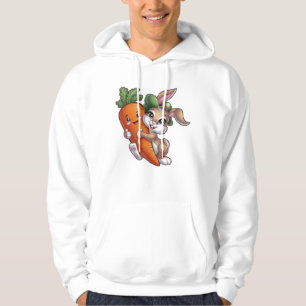 Happy bunny with a giant carrot hoodie