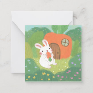 Happy Bunny with Carrot in Forest Card