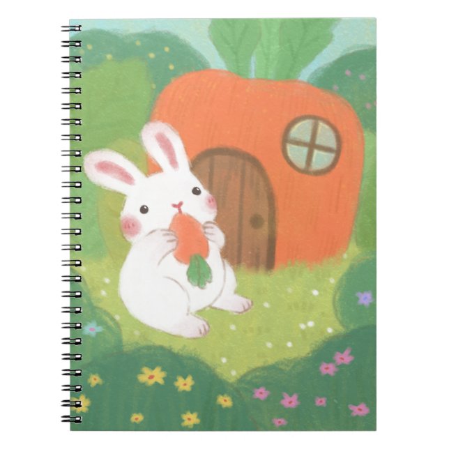 Happy Bunny with Carrot in Forest Notebook (Front)
