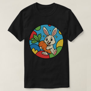 Happy Bunny with Giant Carrot - Colourful Farm Fun T-Shirt