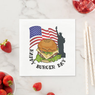 Happy burger day napkin