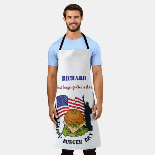 Happy burger day personalised apron