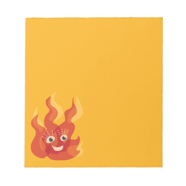 Happy Burning Fire Flame Character Notepad (Front)