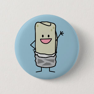 Happy Burrito Waving Hello 6 Cm Round Badge