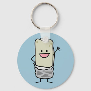 Happy Burrito Waving Hello Key Ring