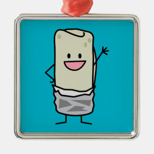 Happy Burrito Waving Hello Metal Tree Decoration