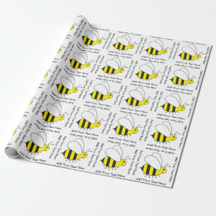 Happy Busy Bumble Bee Cute Gold and Black Wrapping Paper