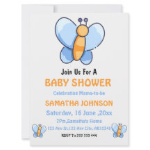 Happy butterfly Baby shower invitation