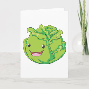 Happy Cabbage Vegetable Smiling Card