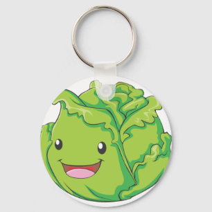 Happy Cabbage Vegetable Smiling Key Ring